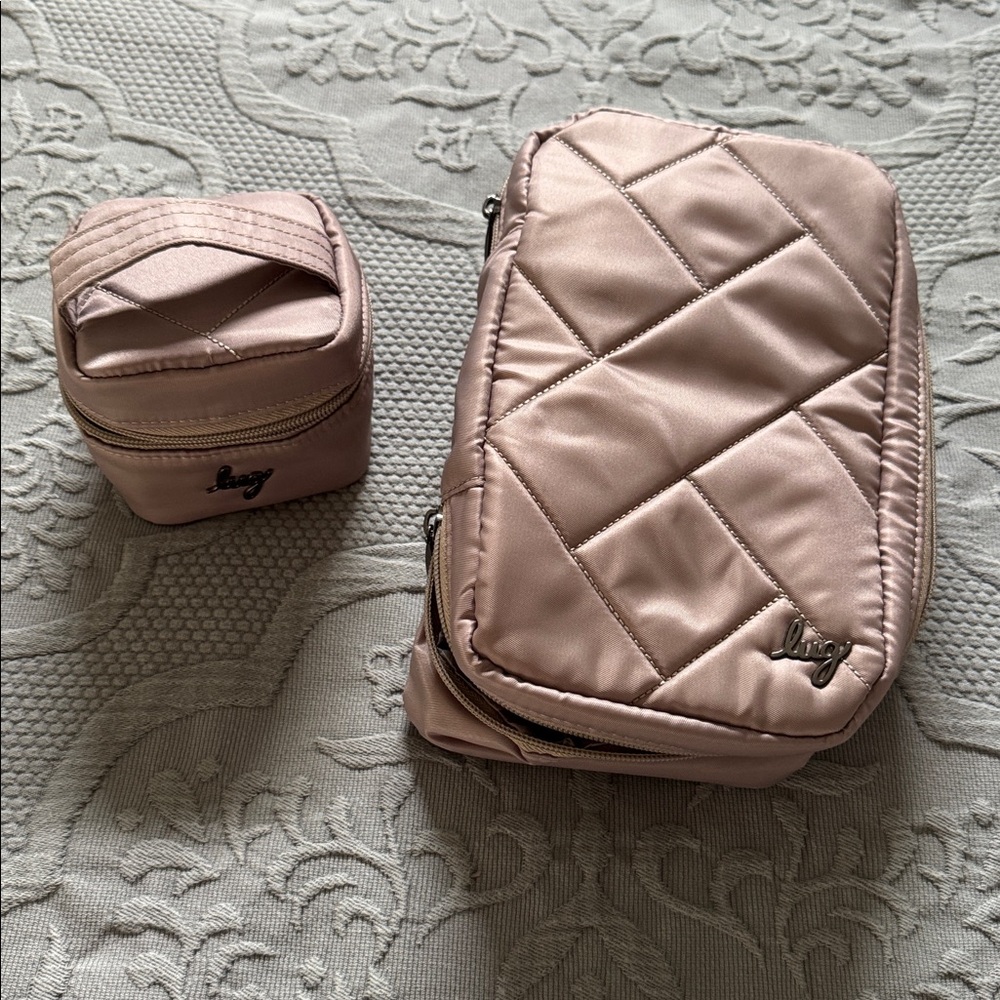 Lug Hover Quilted Cosmetic Bag & Mini Swizzle Jewelry Case in Sand Taupe